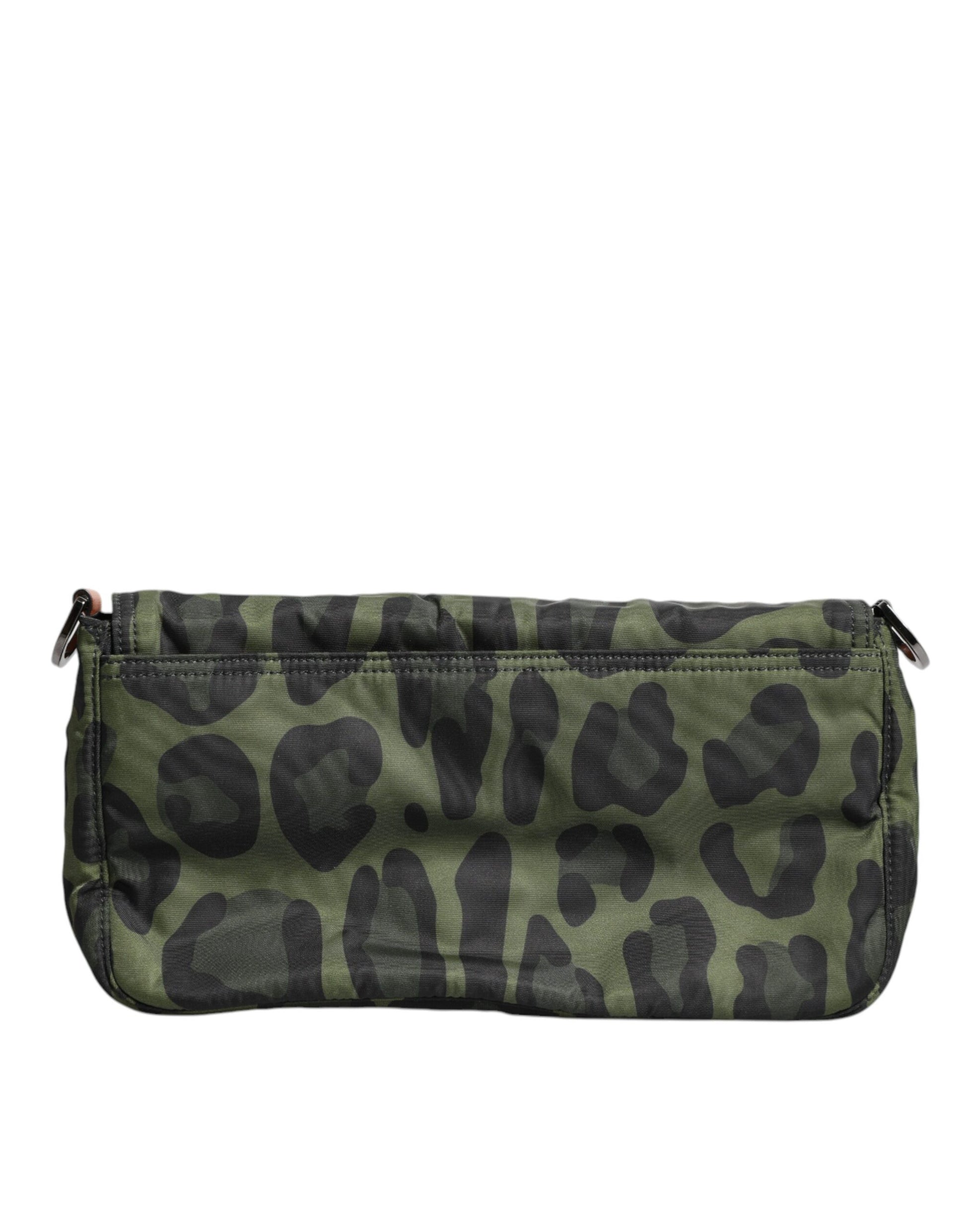 Dolce & Gabbana Green Nylon Leopard Print Shell Messenger Crossbody Bag Dolce & Gabbana