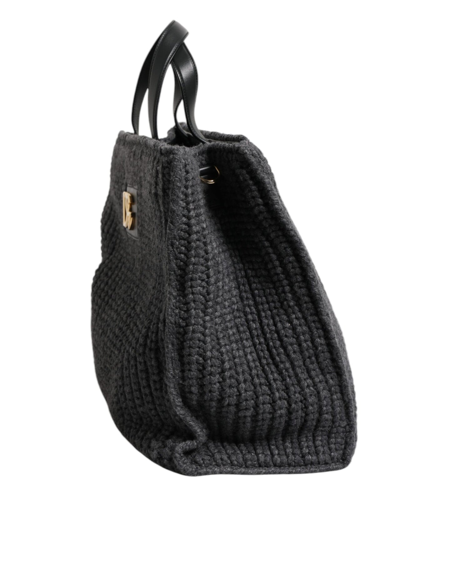 Dolce & Gabbana Black Large Knitted Crochet Shoulder Shopper DG Logo Bag Dolce & Gabbana