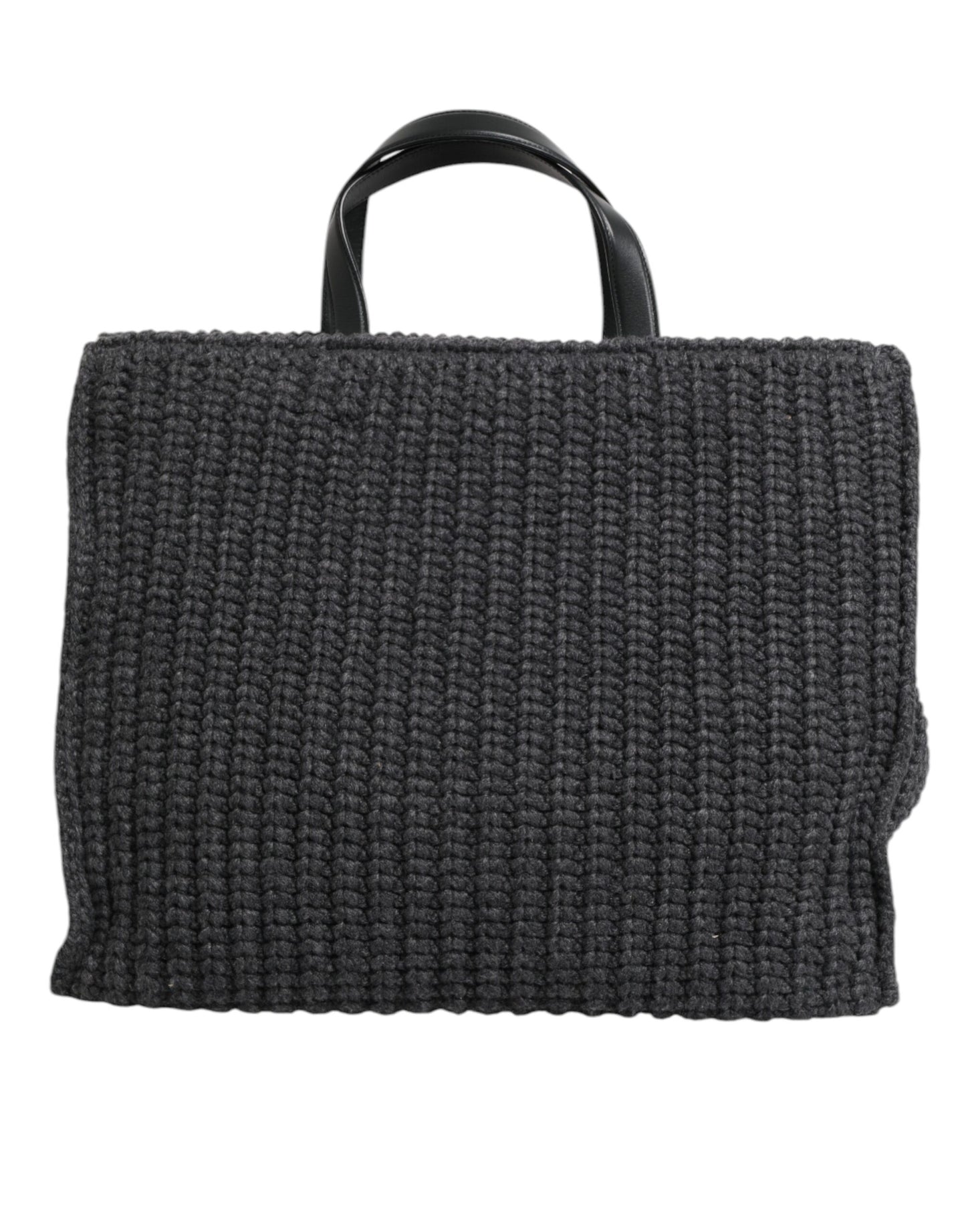 Dolce & Gabbana Black Large Knitted Crochet Shoulder Shopper DG Logo Bag Dolce & Gabbana