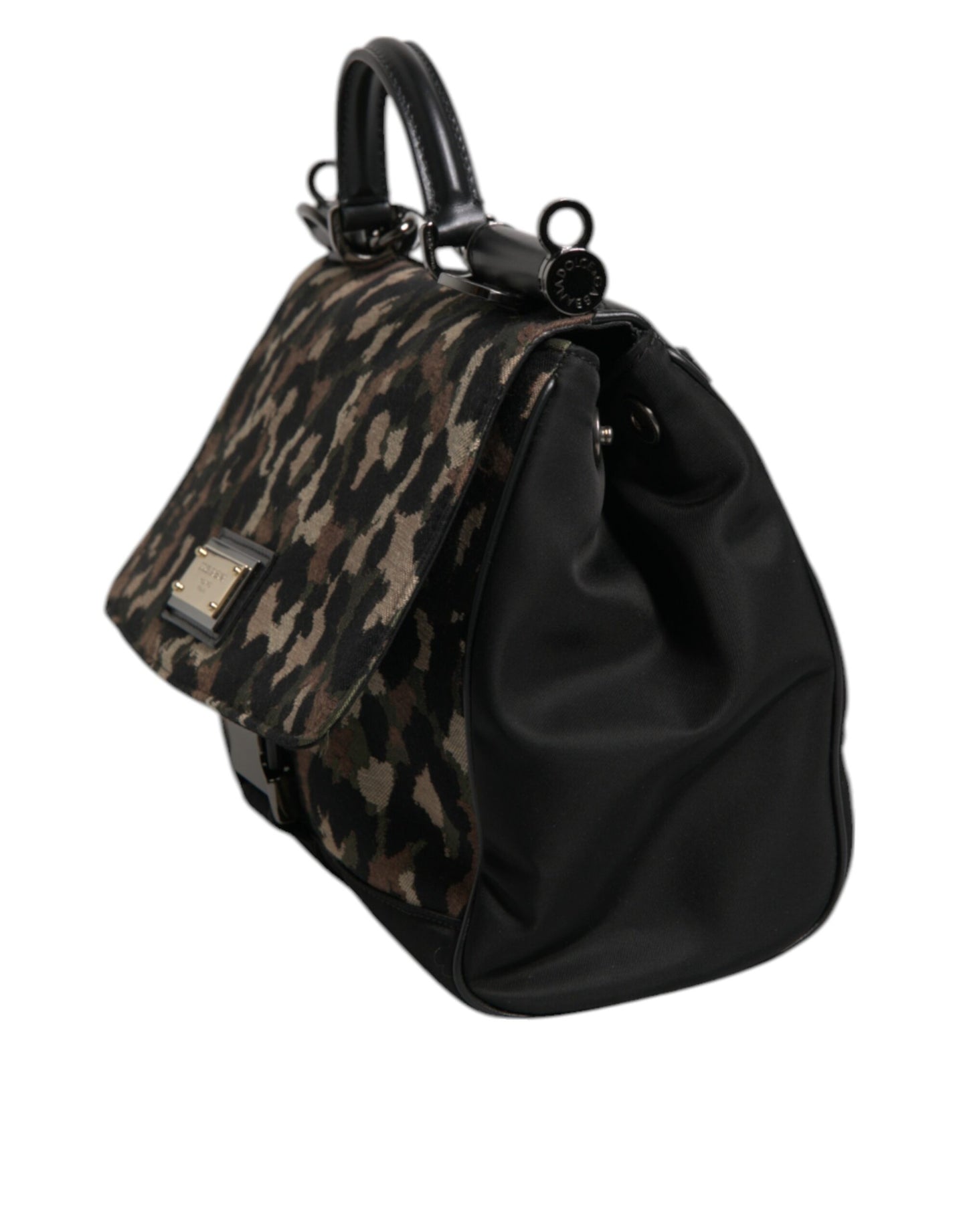 Dolce & Gabbana Brown Leopard Print Lacquard Nylon Sicily Tote Bag Dolce & Gabbana