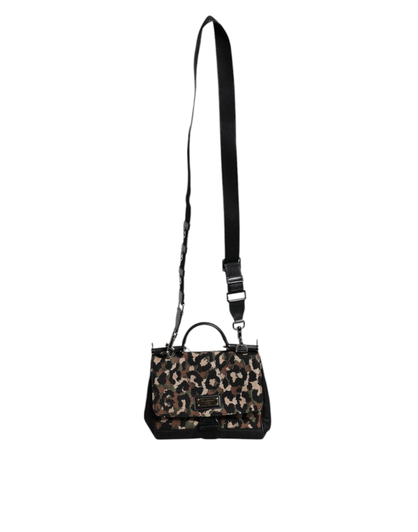 Dolce & Gabbana Brown Leopard Print Lacquard Nylon Sicily Tote Bag Dolce & Gabbana