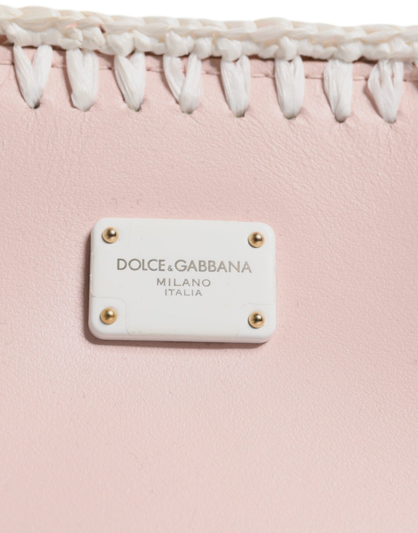 Dolce & Gabbana Light Pink Logo Plaque Soft Leather Strap Crossbody Bag Dolce & Gabbana
