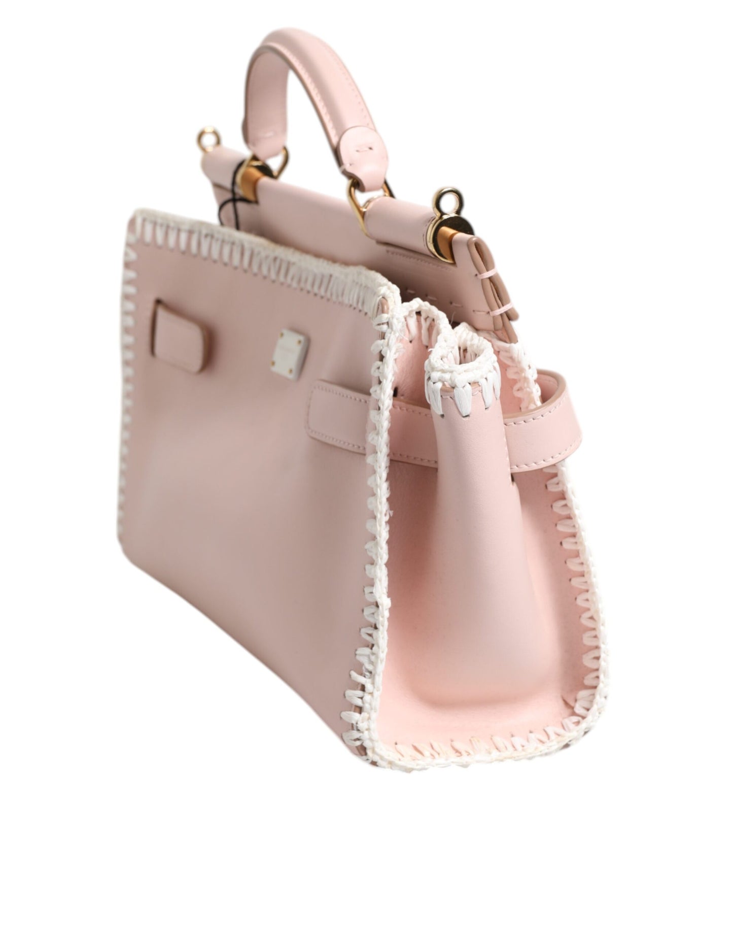 Dolce & Gabbana Light Pink Logo Plaque Soft Leather Strap Crossbody Bag Dolce & Gabbana