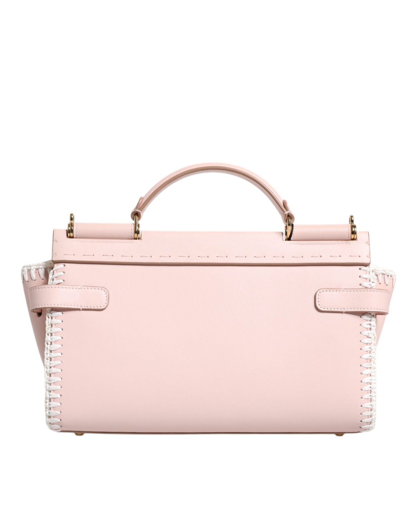 Dolce & Gabbana Light Pink Logo Plaque Soft Leather Strap Crossbody Bag Dolce & Gabbana