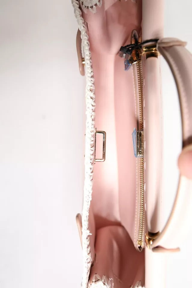 Dolce & Gabbana Light Pink Logo Plaque Soft Leather Strap Crossbody Bag Dolce & Gabbana