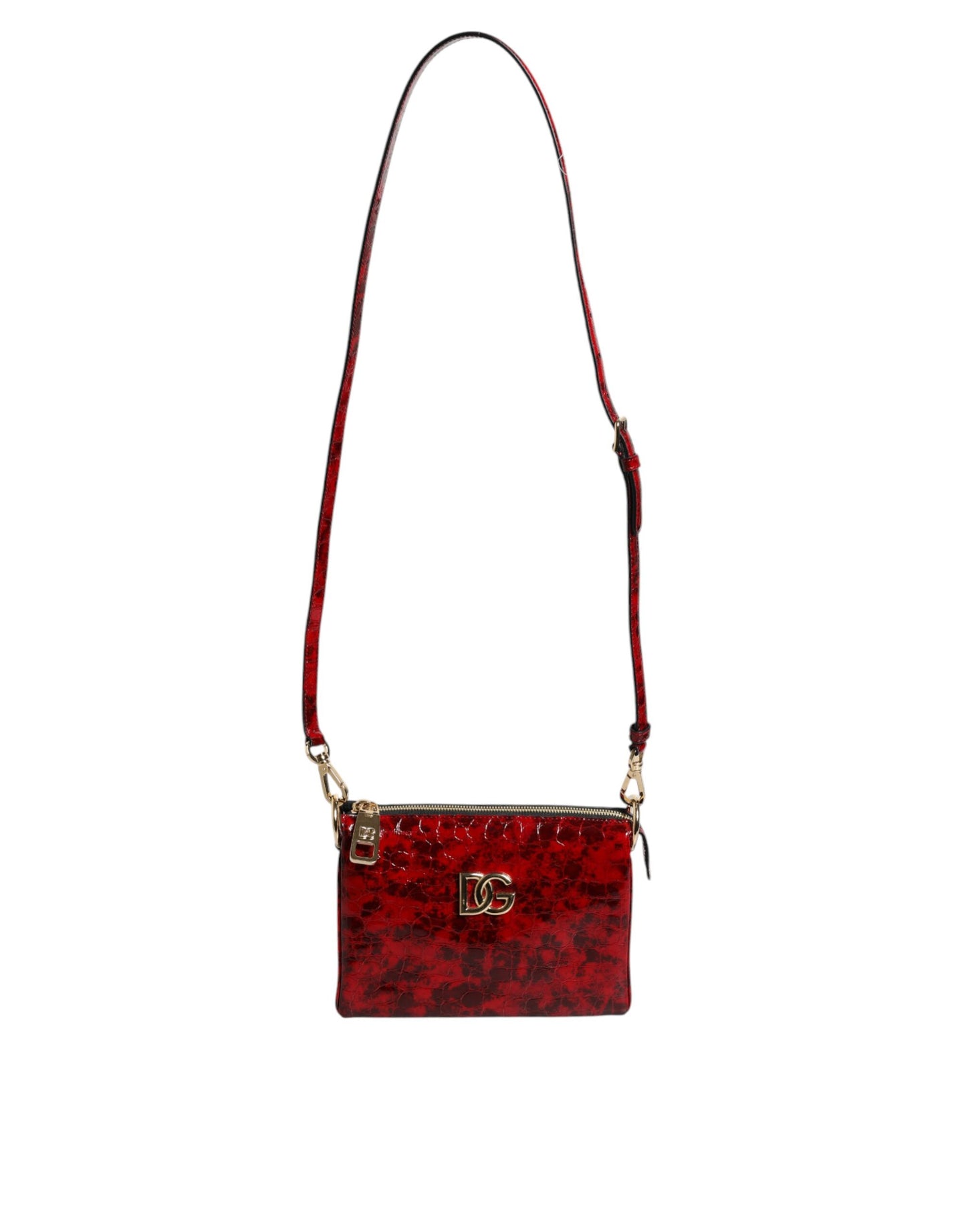 Dolce & Gabbana Red Exotic Leather DG Logo Women Crossbody Bag Dolce & Gabbana
