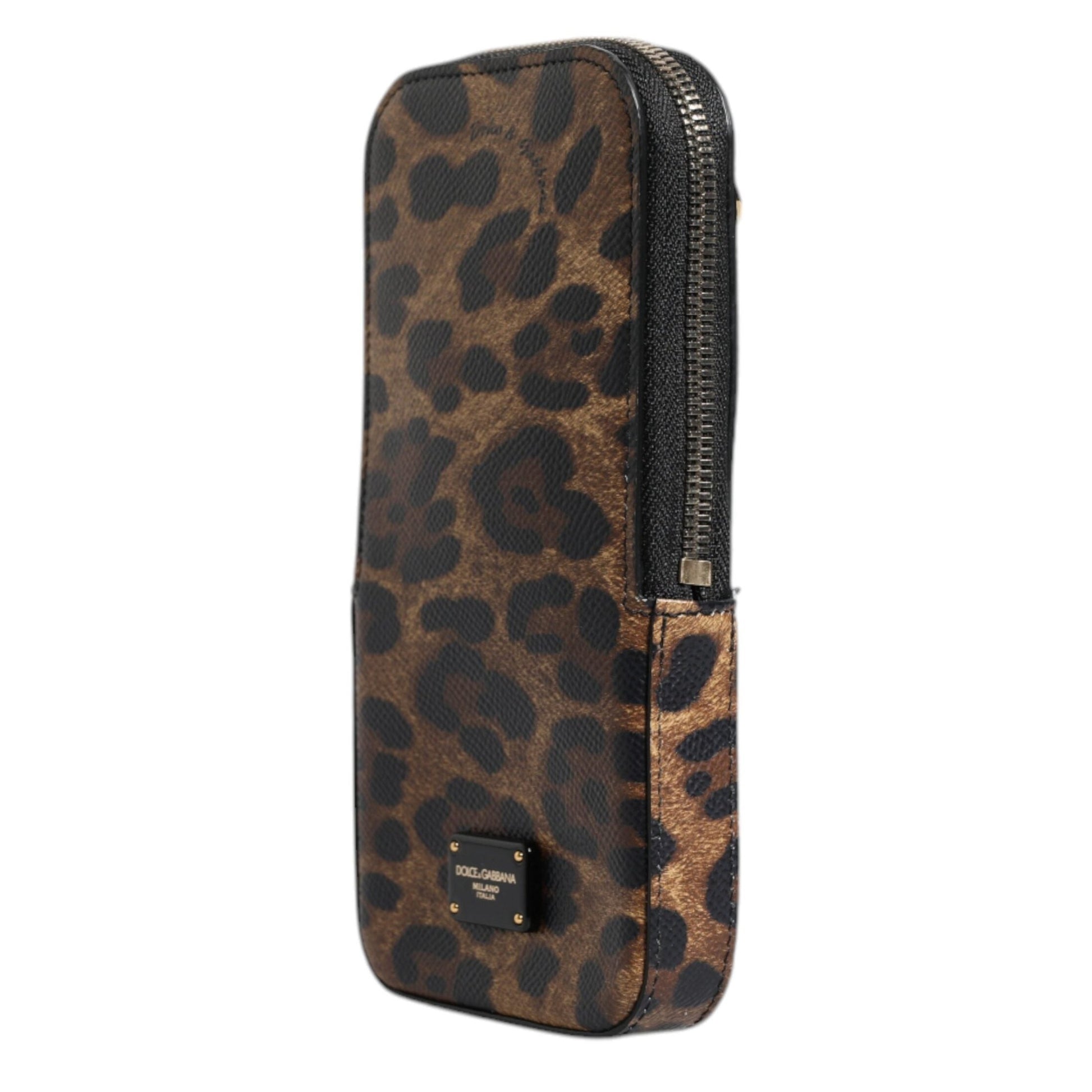 Dolce & Gabbana Brown Leopard Print Dauphine Leather Zip Around Wallet Dolce & Gabbana