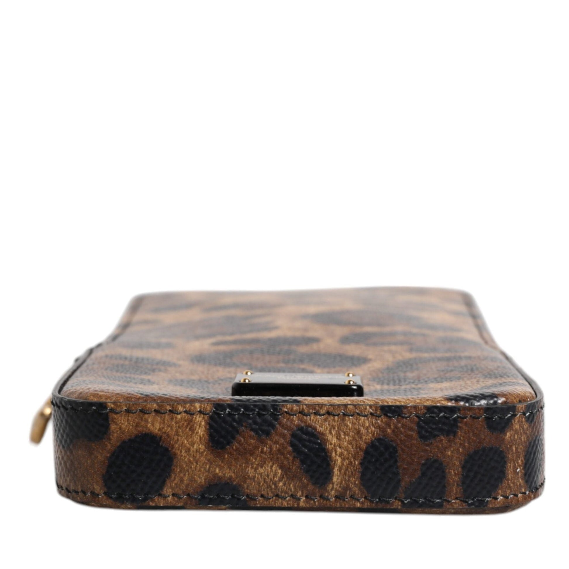 Dolce & Gabbana Brown Leopard Print Dauphine Leather Zip Around Wallet Dolce & Gabbana