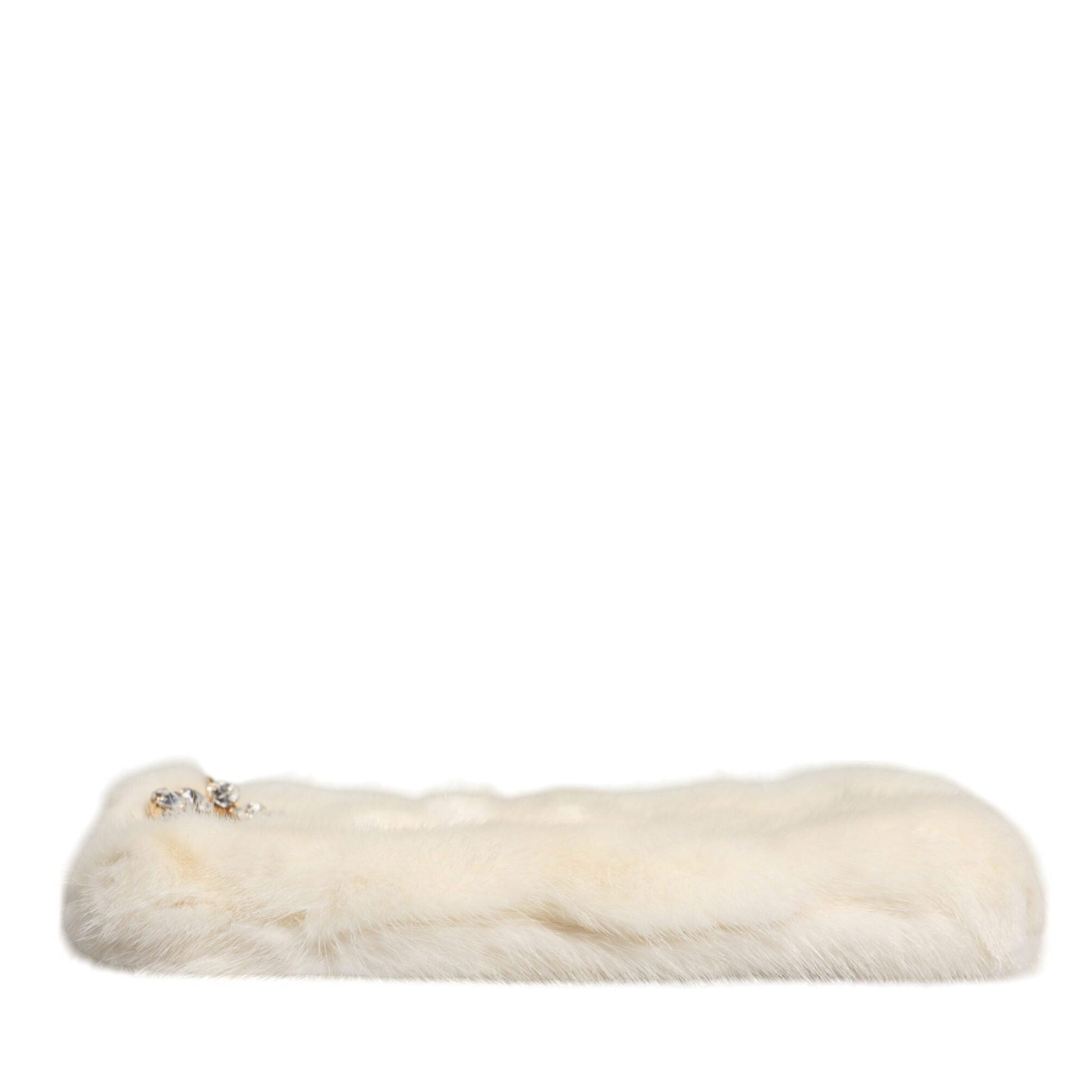 Dolce & Gabbana White Fur Handbag Clutch Purse Pouch Bag Dolce & Gabbana