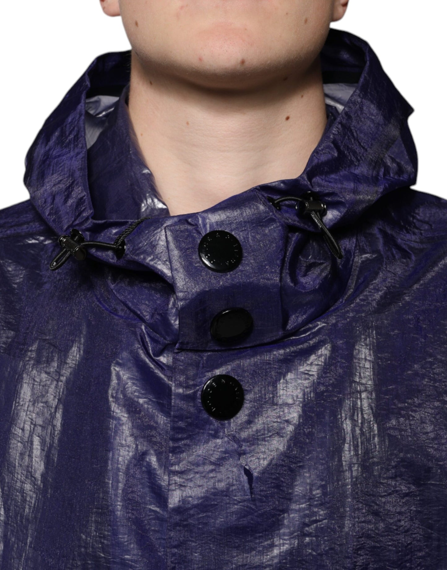Dolce & Gabbana Dark Blue Cotton Hooded Men Raincoat Jacket Dolce & Gabbana