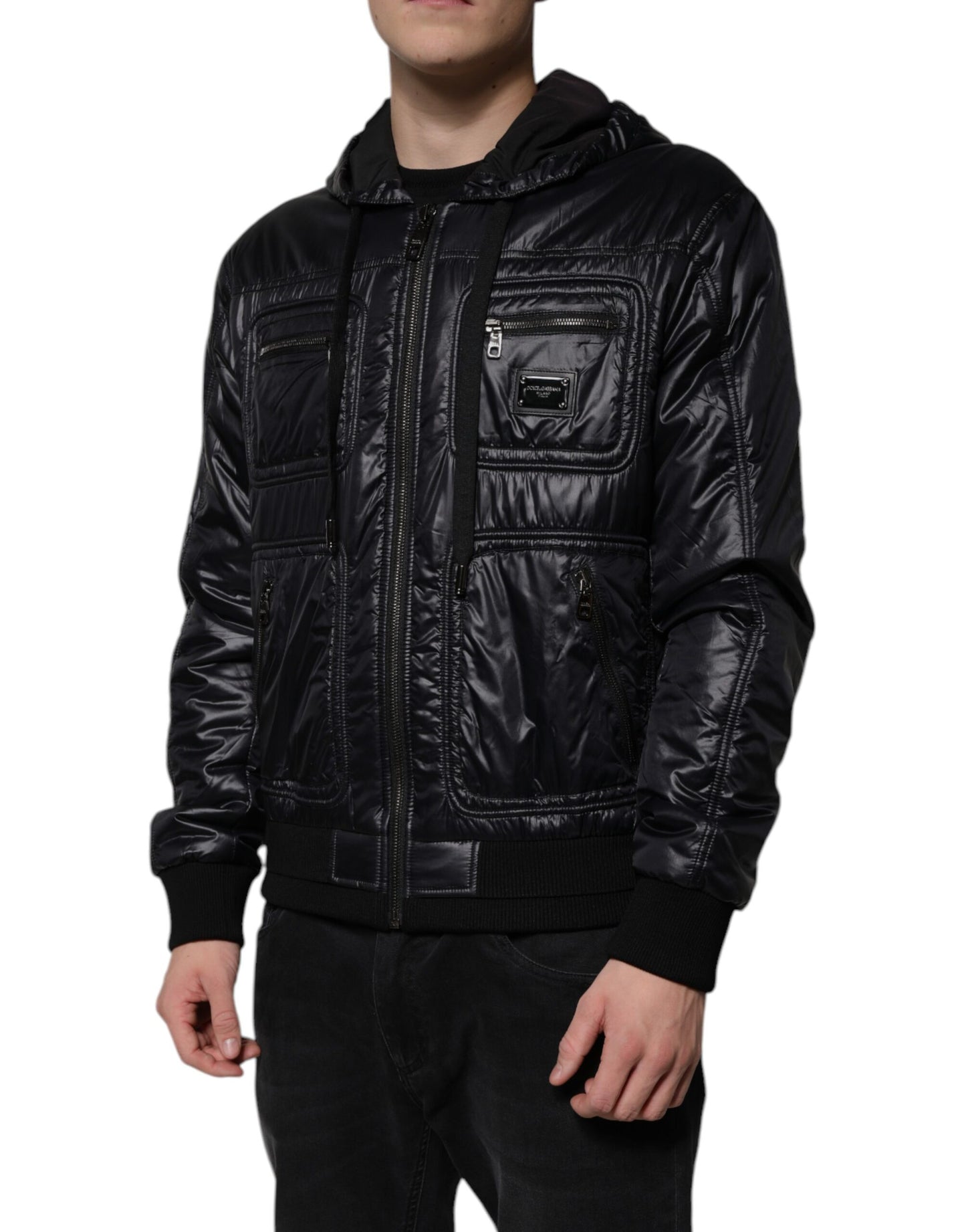Dolce & Gabbana Black Nylon Hooded Full Zip Blouson Jacket Dolce & Gabbana