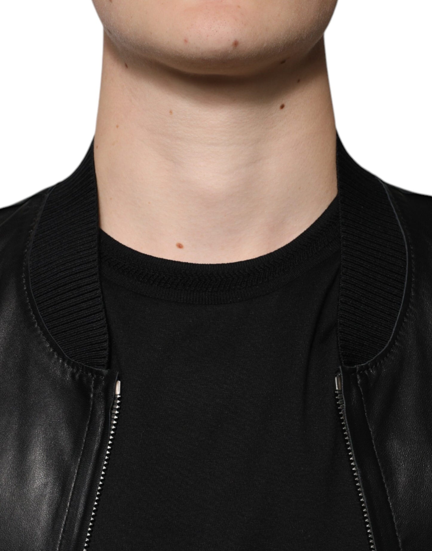 Dolce & Gabbana Black Lambskin Full Zip Biker Blouson Jacket Dolce & Gabbana