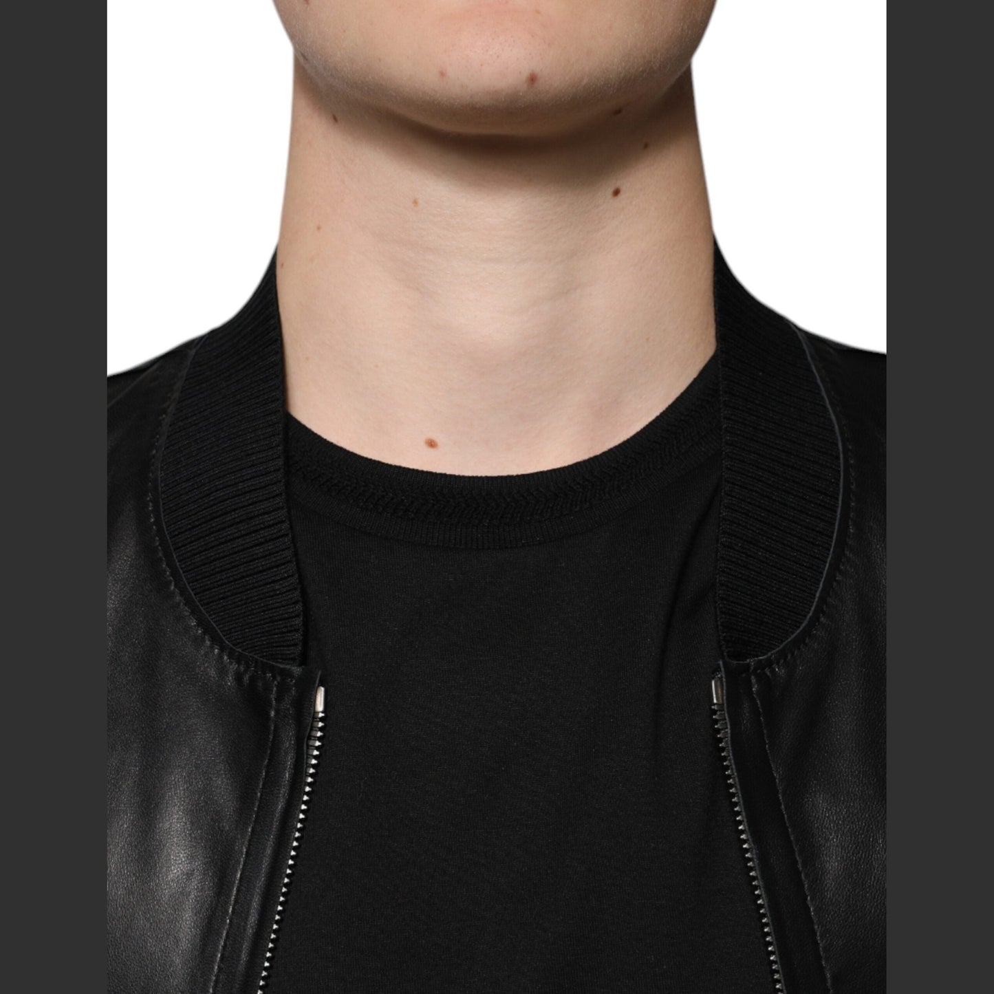 Dolce & Gabbana Black Lambskin Full Zip Biker Blouson Jacket Dolce & Gabbana
