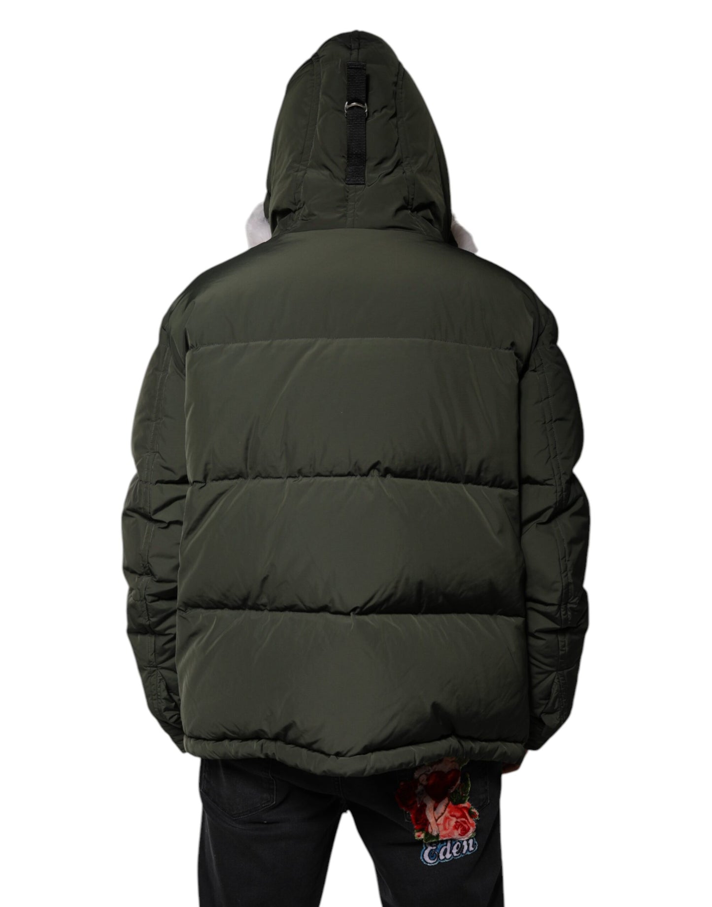 Dsquared² Green Hooded Long Sleeves Fur Shearling Jacket Dsquared²