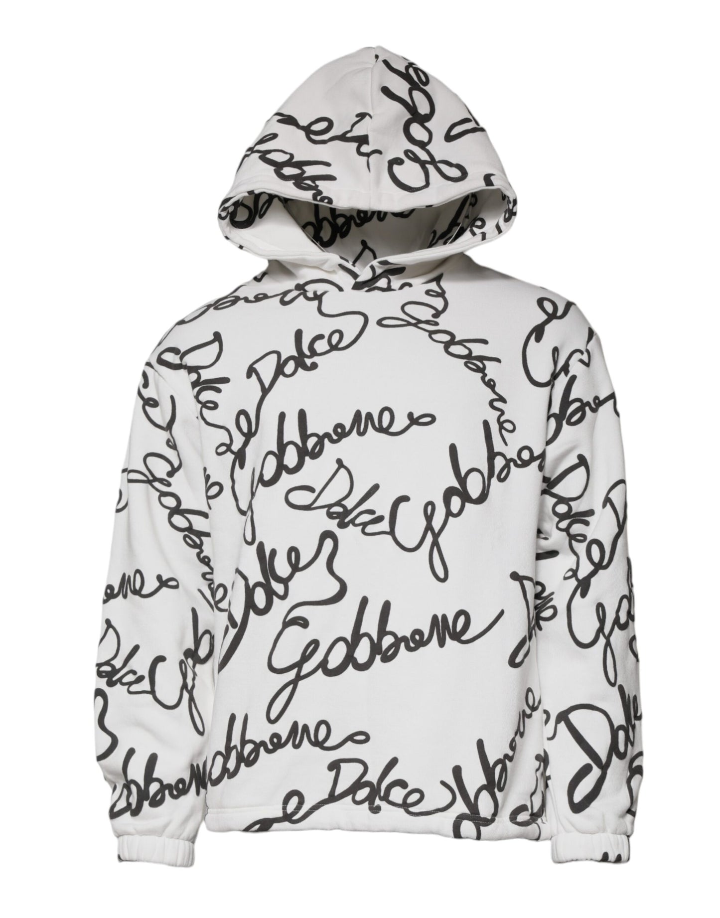Dolce & Gabbana White Logo Cotton Hooded Sweatshirt Sweater Dolce & Gabbana