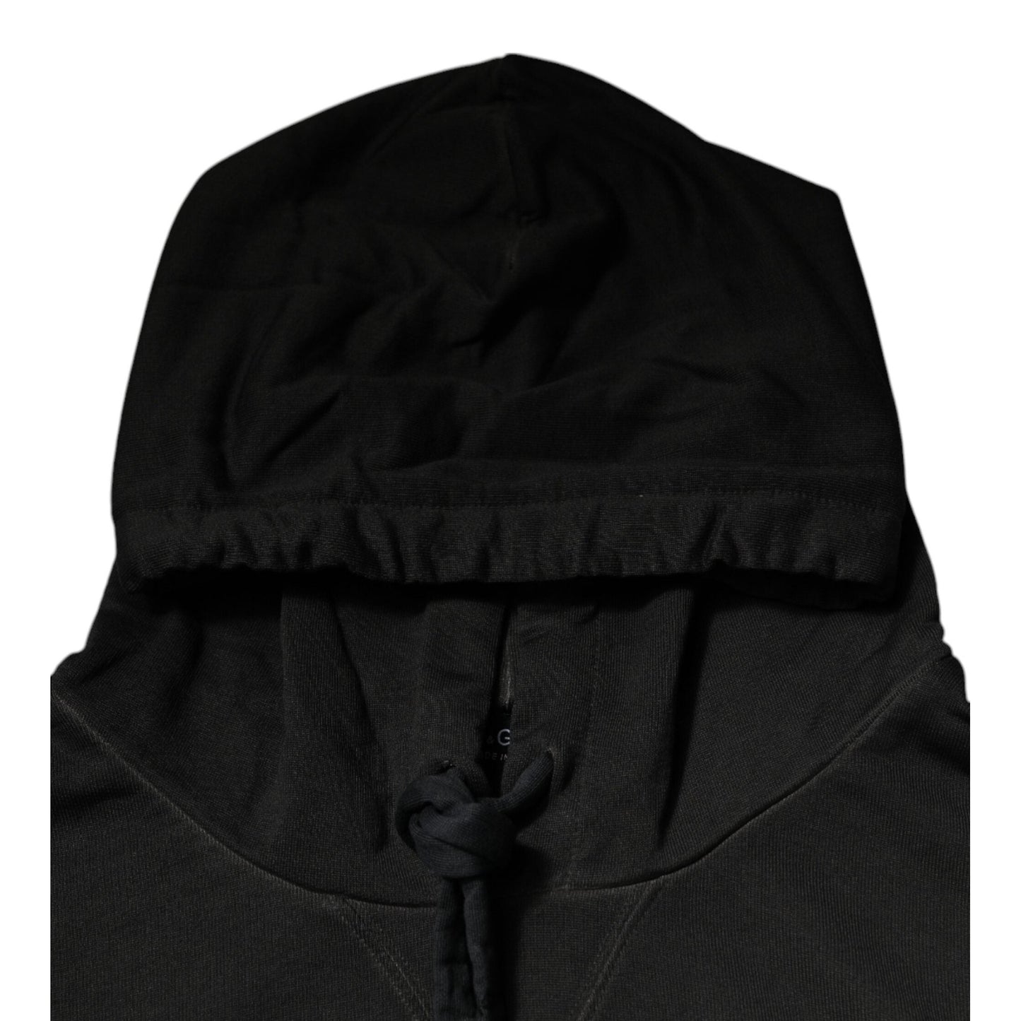 Dolce & Gabbana Black Cotton Hooded DG Shield Pullover Sweater