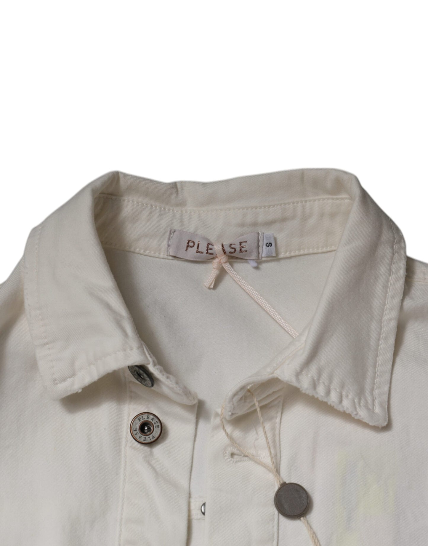 Please White Cotton Short Sleeves Button Down Romper Dress Please