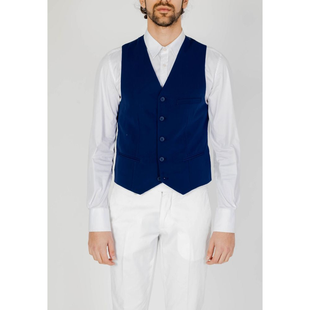 Only & Sons Blue Polyester Waistcoat Only & Sons