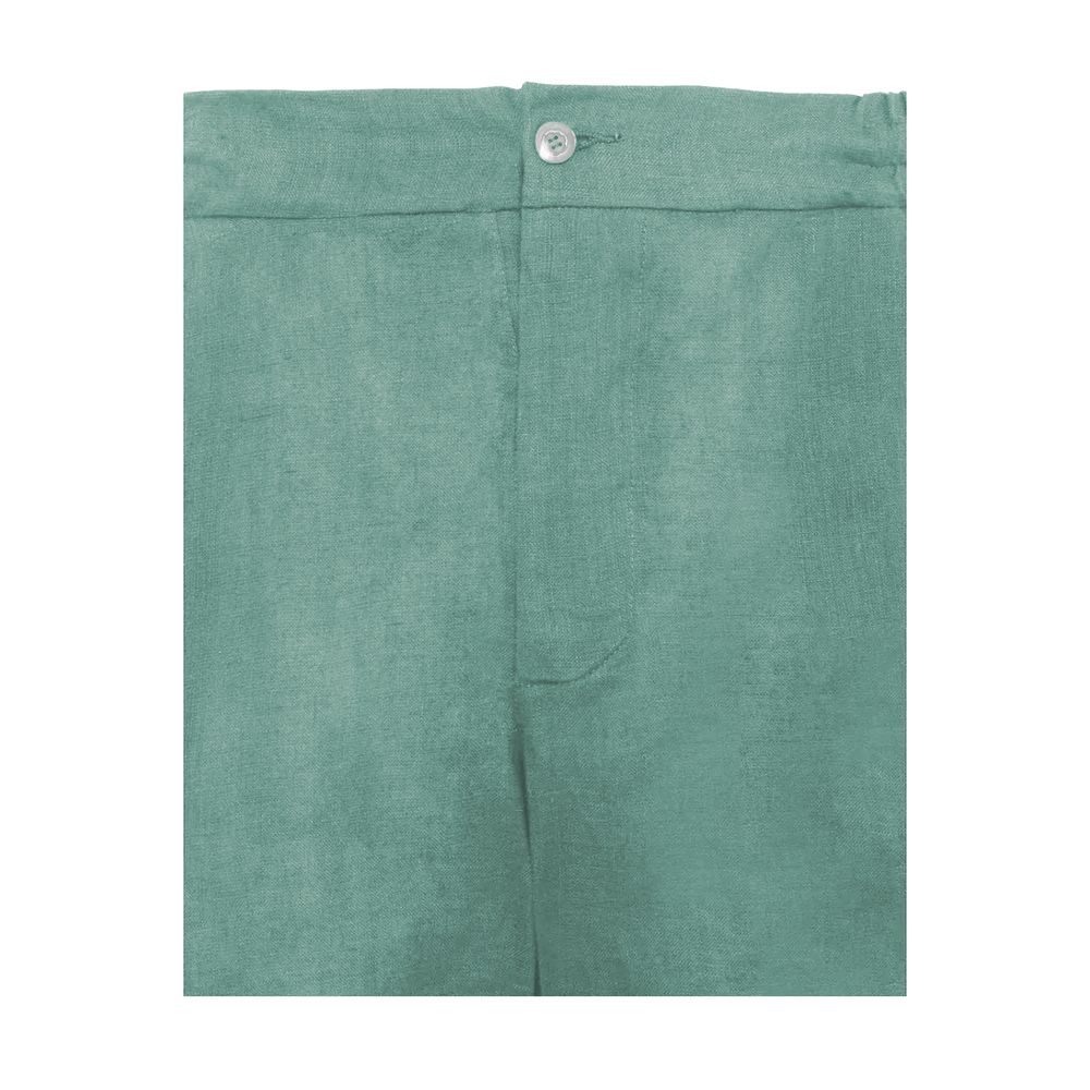 Alpha Studio Green Linen Short Alpha Studio