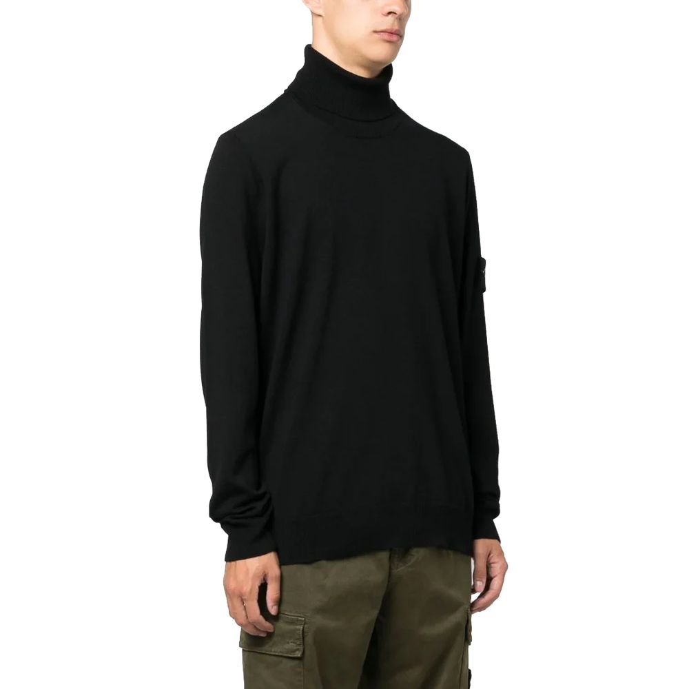 Stone Island Black Wool Men Sweater Stone Island