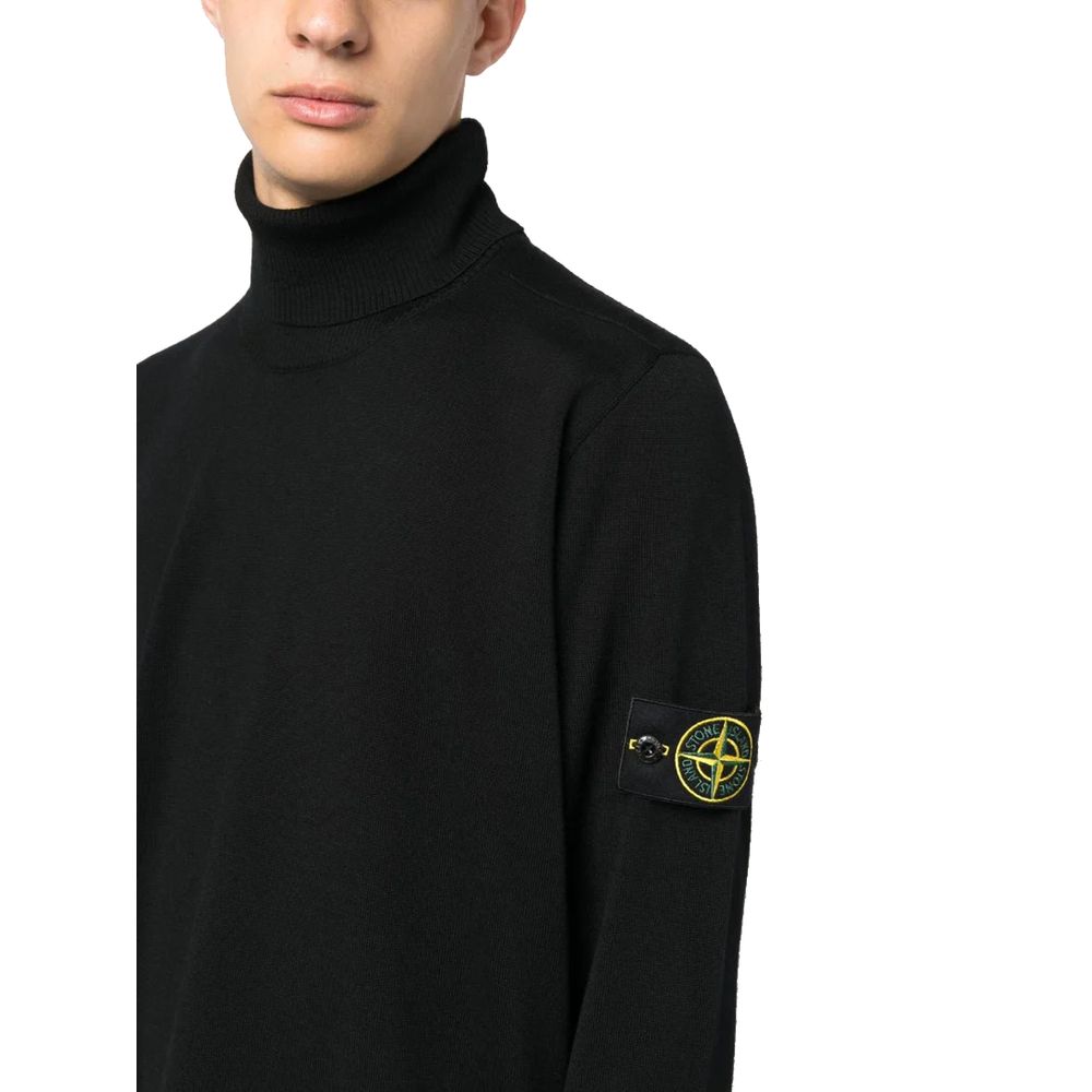 Stone Island Black Wool Men Sweater Stone Island