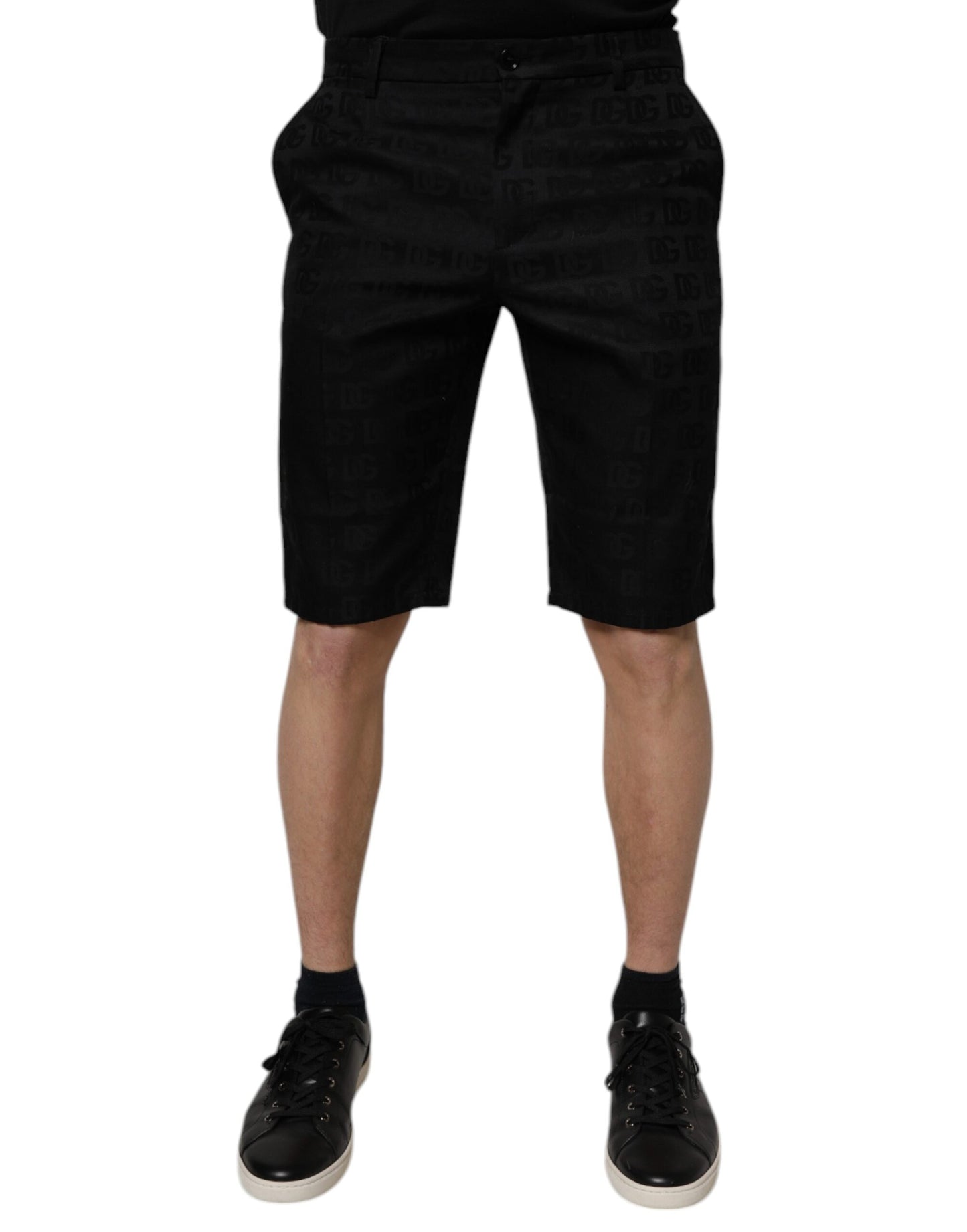 Dolce & Gabbana Black Cotton Casual Mid Waist Chino Shorts Dolce & Gabbana