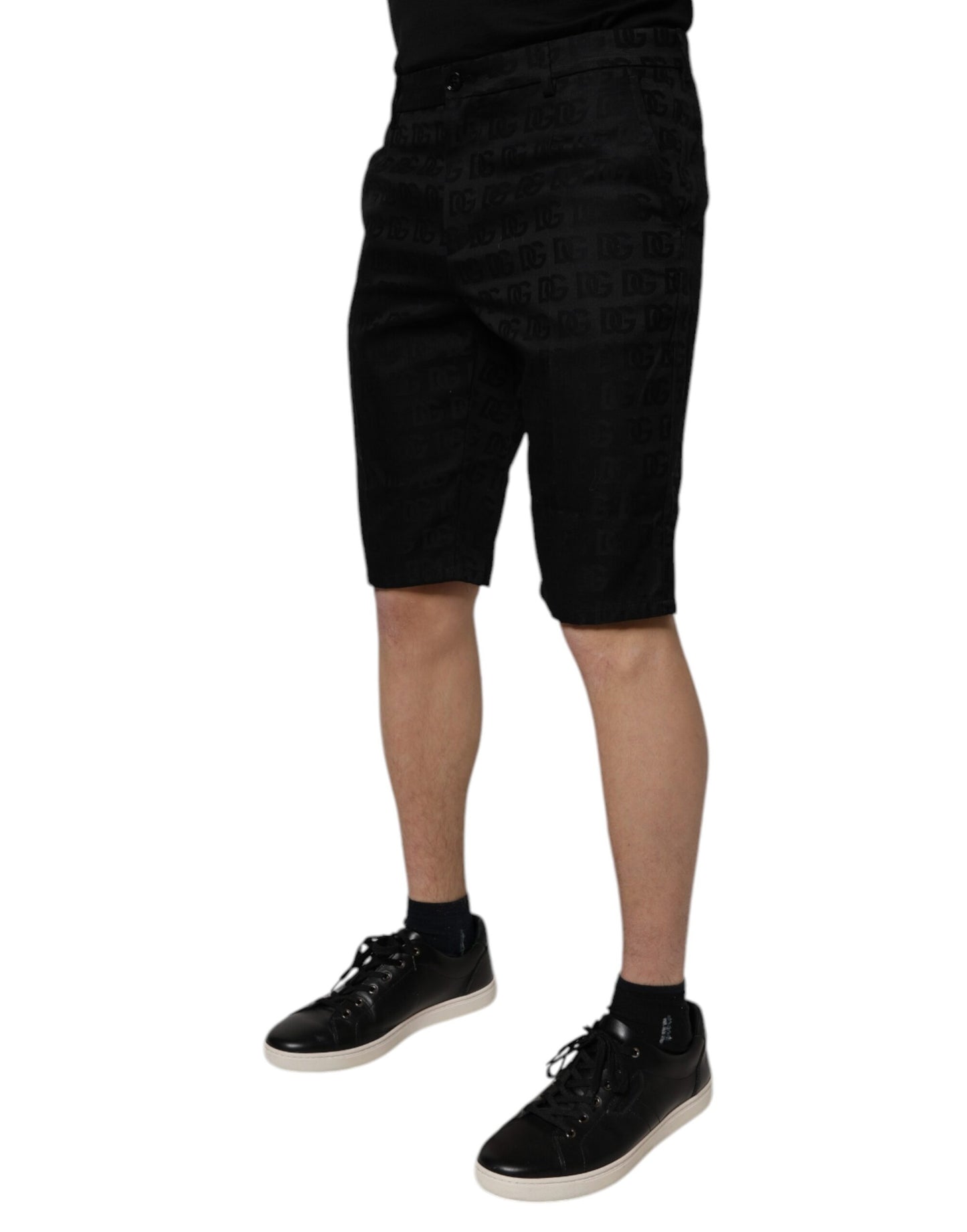 Dolce & Gabbana Black Cotton Casual Mid Waist Chino Shorts Dolce & Gabbana