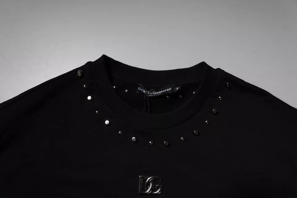 Dolce & Gabbana Black Logo Stud Pullover Sweatshirt Sweater Dolce & Gabbana