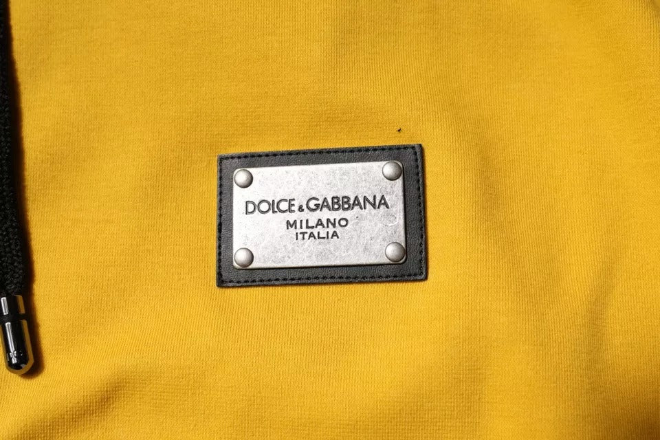 Dolce & Gabbana Yellow Logo Plaque Hooded Full Zip Sweater Dolce & Gabbana