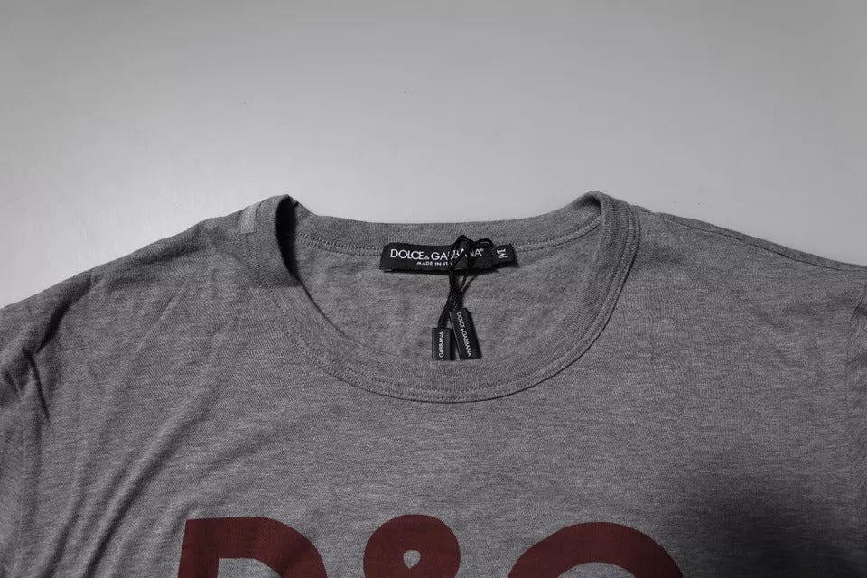 Dolce & Gabbana Gray Logo Print Cotton Crew Neck Men T-shirt Dolce & Gabbana
