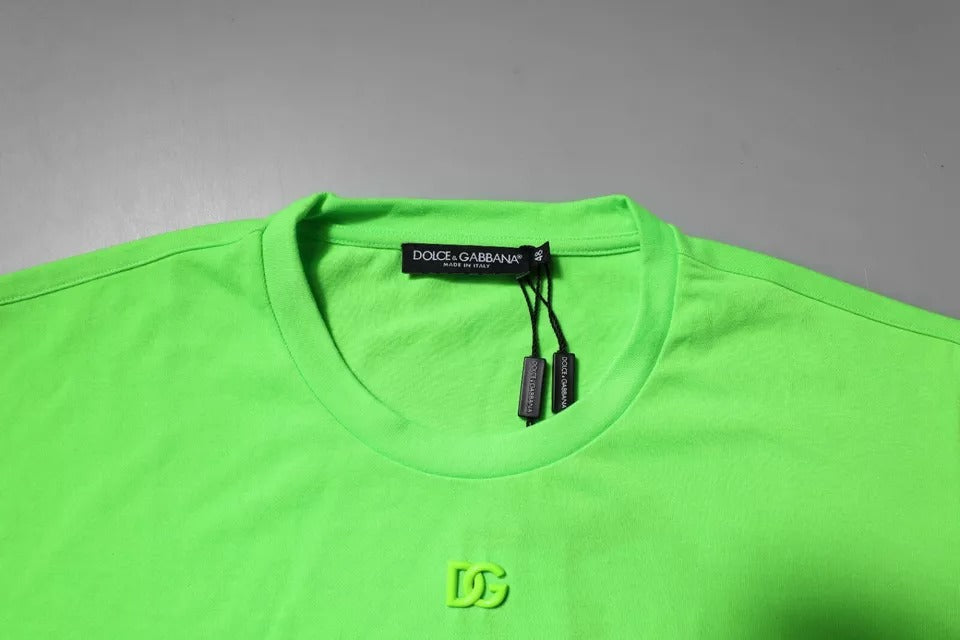 Dolce & Gabbana Green Logo Polyester Crew Neck T-shirt Dolce & Gabbana