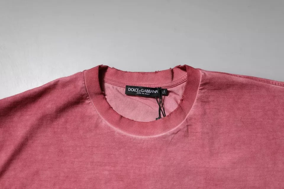 Dolce & Gabbana Pink Logo Print Cotton Crew Neck T-shirt Dolce & Gabbana