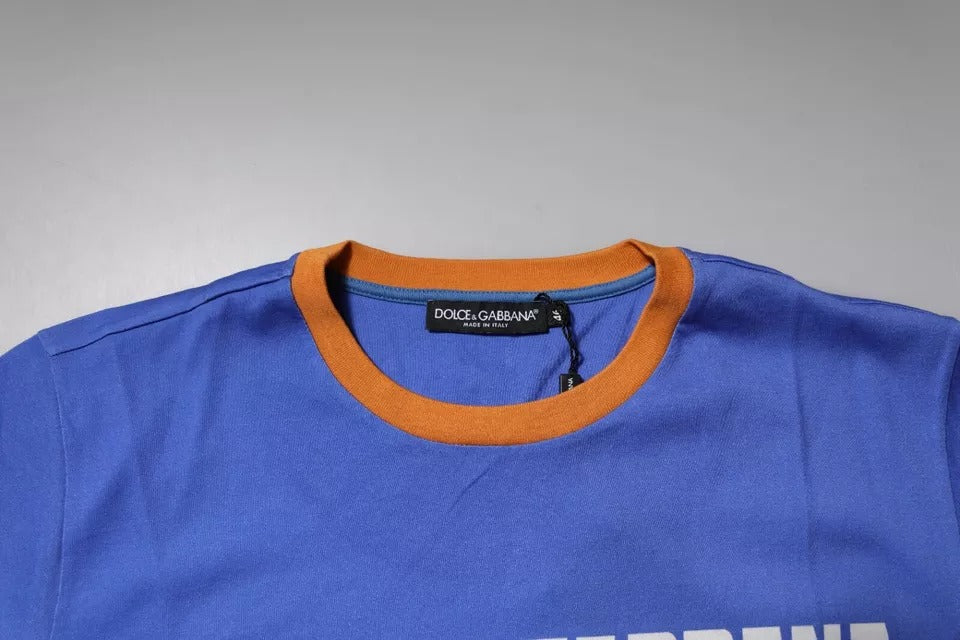 Dolce & Gabbana Blue Graphic Print Cotton Crew Neck T-shirt Dolce & Gabbana