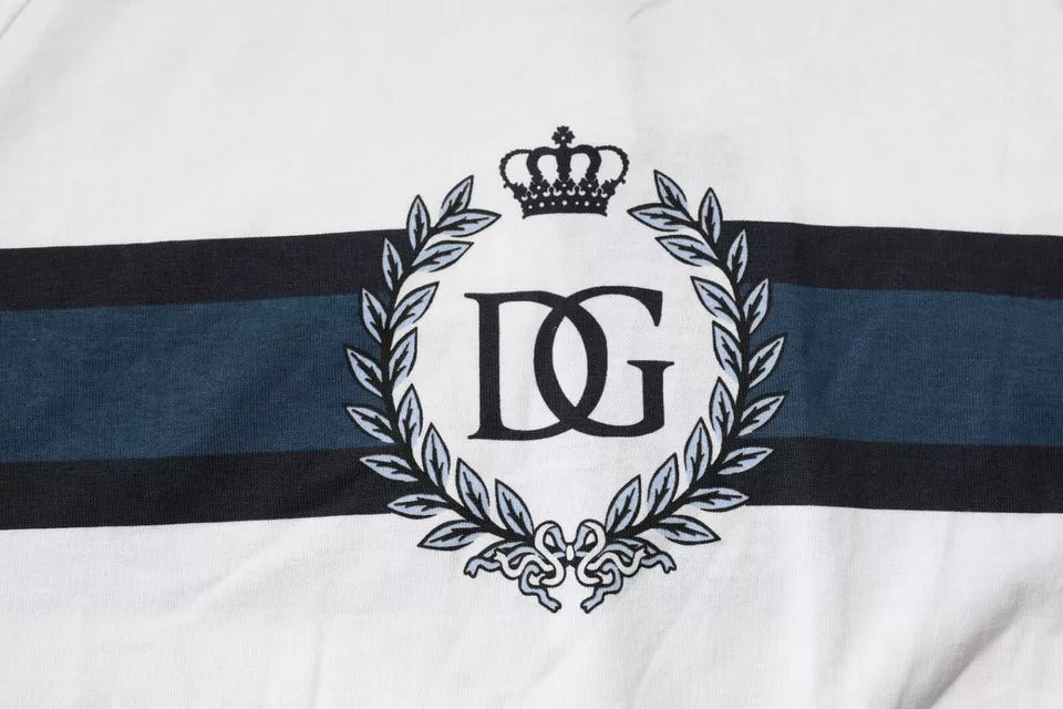 Dolce & Gabbana White Logo Print Cotton Men Crew Neck T-shirt Dolce & Gabbana