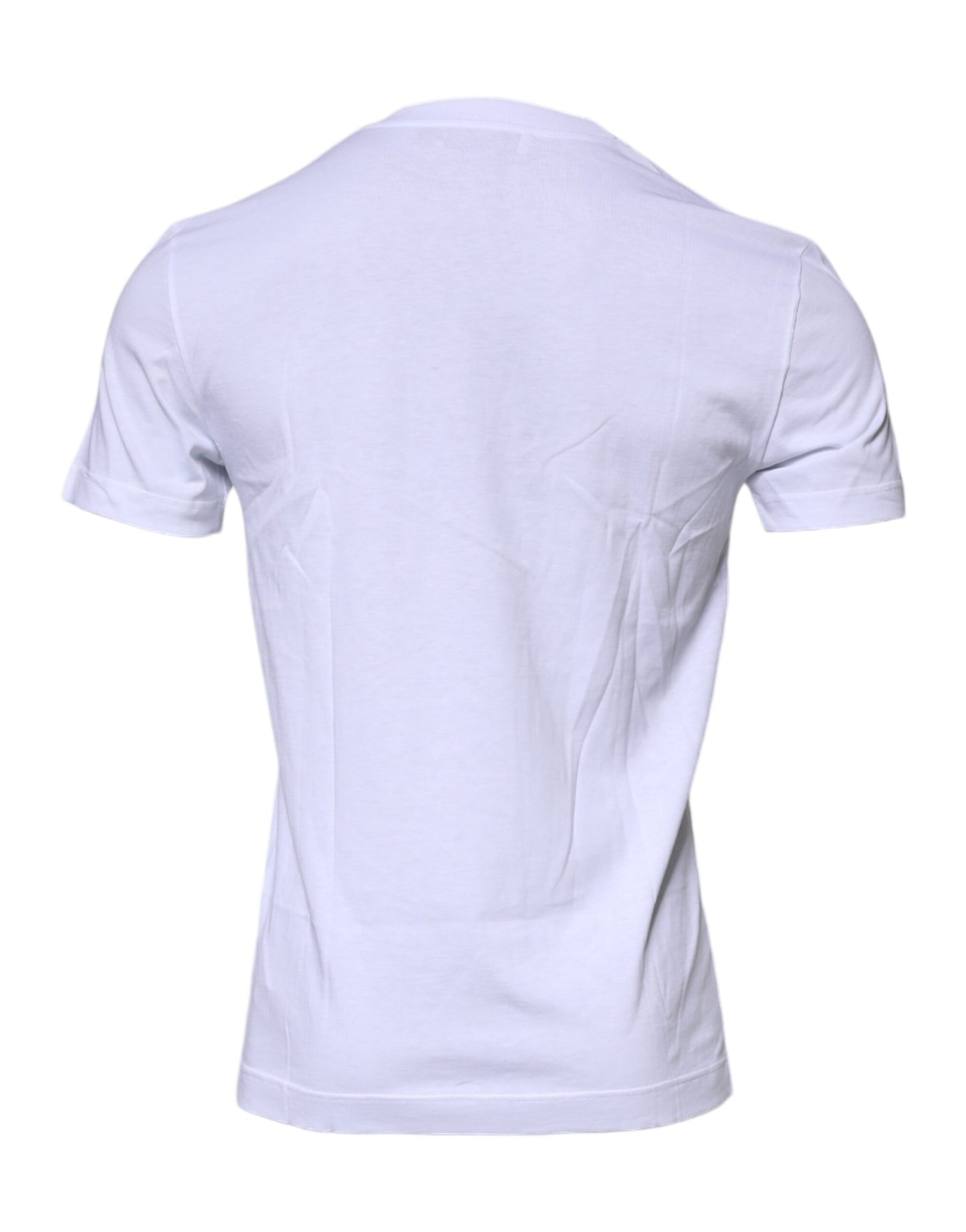 Dolce & Gabbana White Logo Plaque Cotton Crew Neck T-shirt Dolce & Gabbana