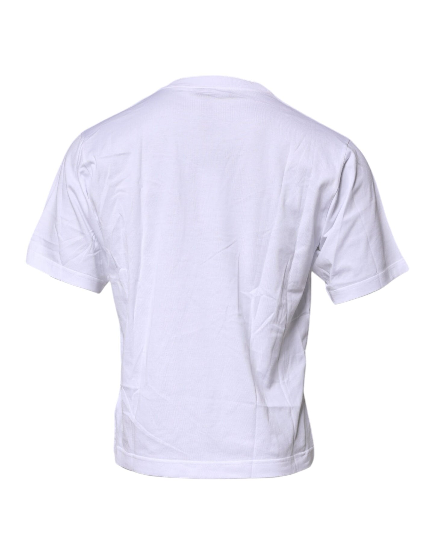 Dolce & Gabbana White Logo Patch Cotton Crew Neck T-shirt Dolce & Gabbana