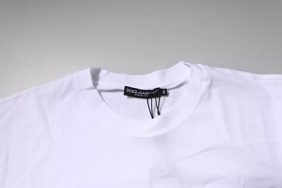 Dolce & Gabbana White Logo Patch Cotton Crew Neck T-shirt Dolce & Gabbana