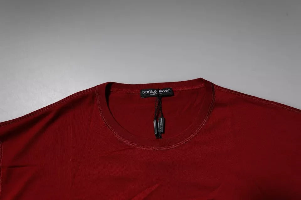 Dolce & Gabbana Red Logo Tape Cotton Crew Neck T-shirt Dolce & Gabbana