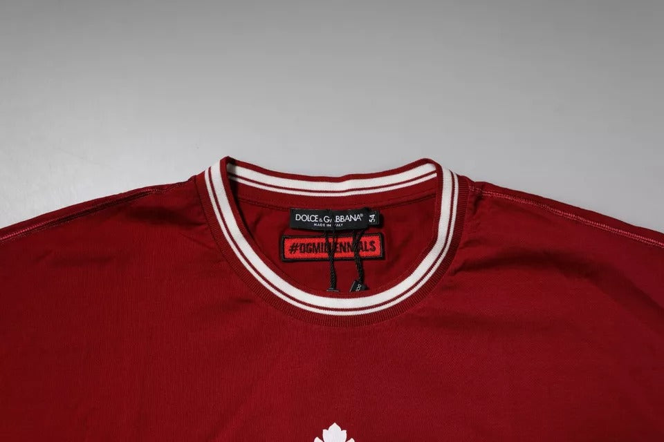 Dolce & Gabbana Red Logo Crown Cotton Crew Neck T-shirt Dolce & Gabbana