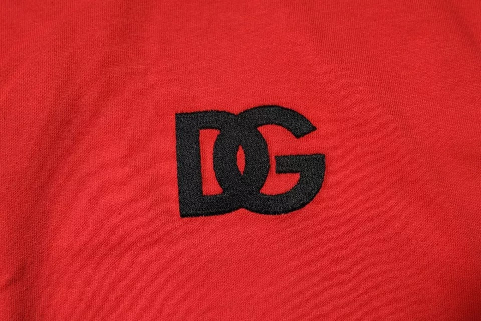 Dolce & Gabbana Red DG Logo Patch Cotton Crew Neck T-shirt Dolce & Gabbana