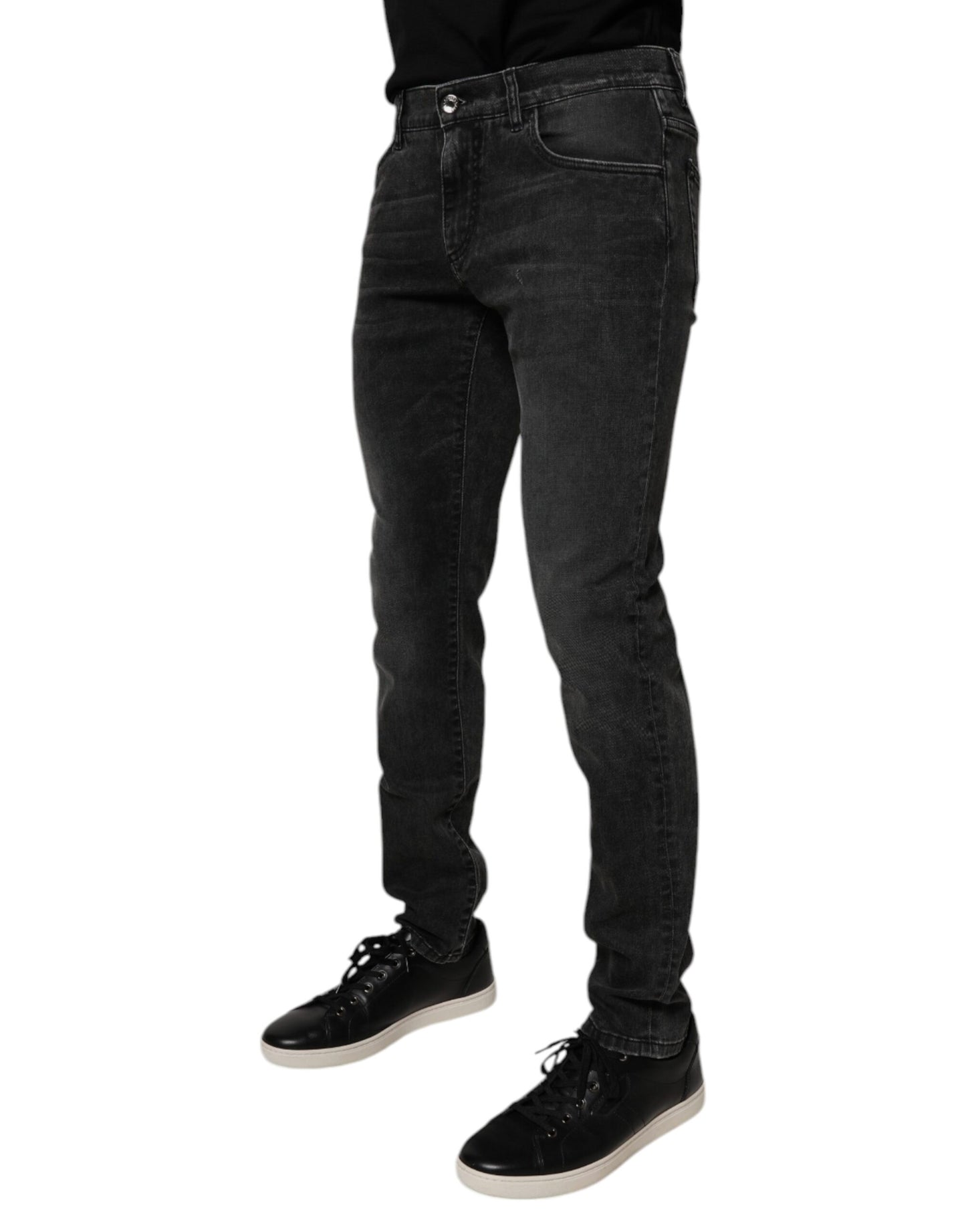 Dolce & Gabbana Black Cotton Stretch Skinny Men Denim Jeans Dolce & Gabbana