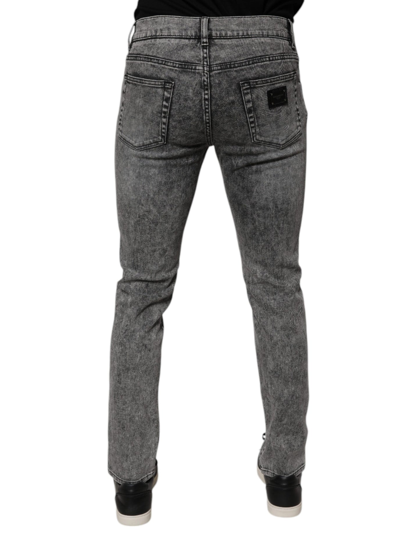 Dolce & Gabbana Dark Gray Washed Cotton Slim Fit Denim Jeans Dolce & Gabbana