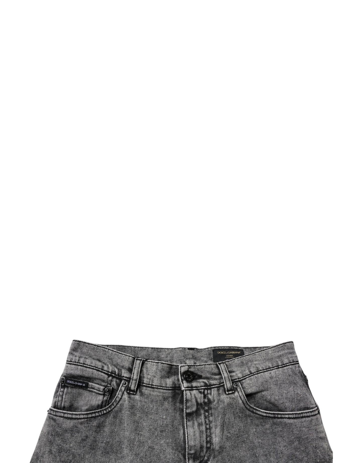 Dolce & Gabbana Dark Gray Washed Cotton Slim Fit Denim Jeans Dolce & Gabbana