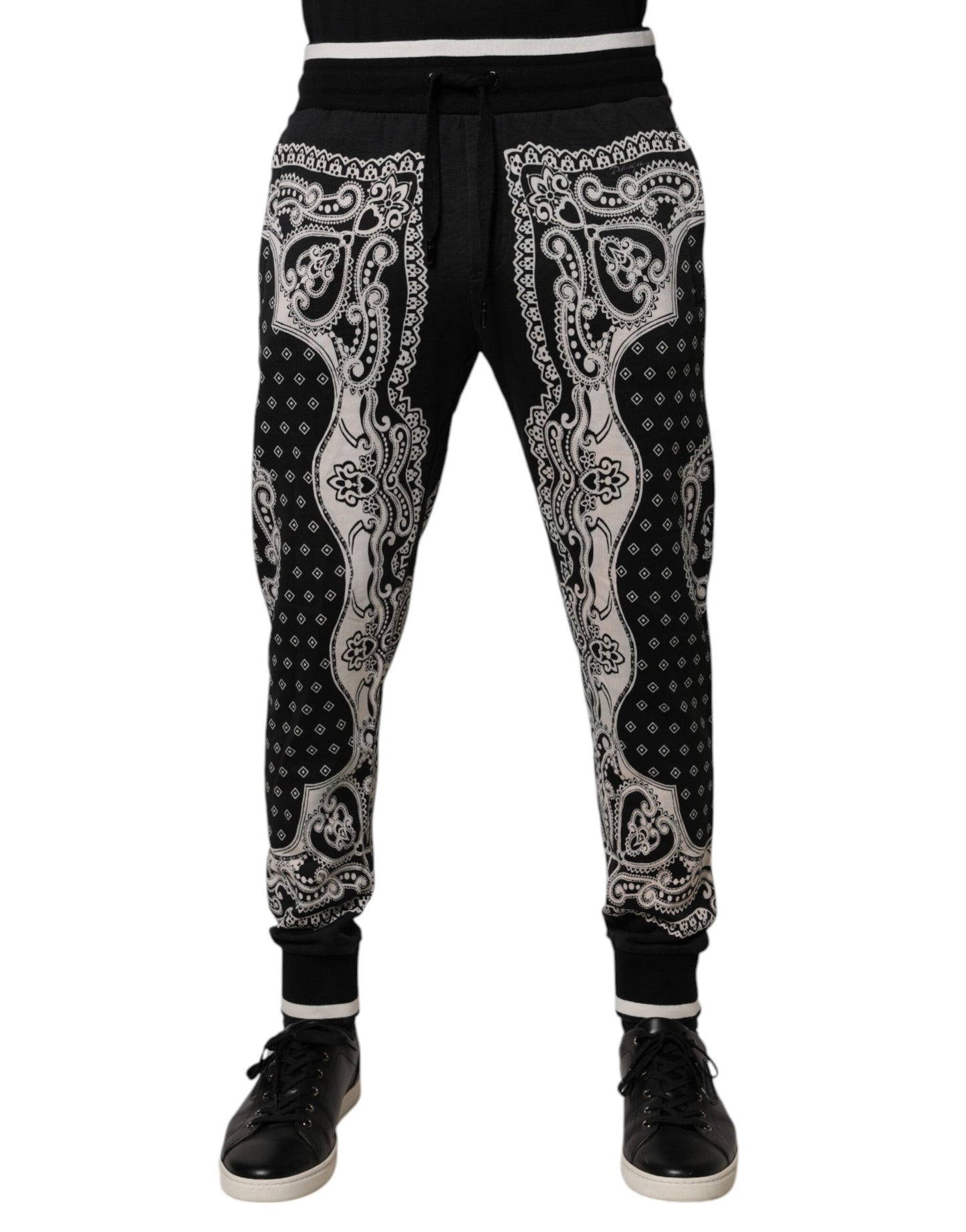Dolce & Gabbana Black Bandana Cotton Jogger Pants Dolce & Gabbana
