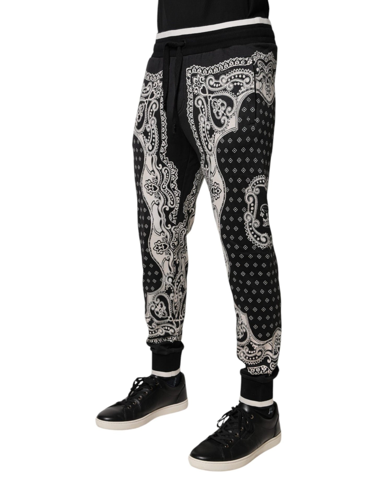 Dolce & Gabbana Black Bandana Cotton Jogger Pants Dolce & Gabbana