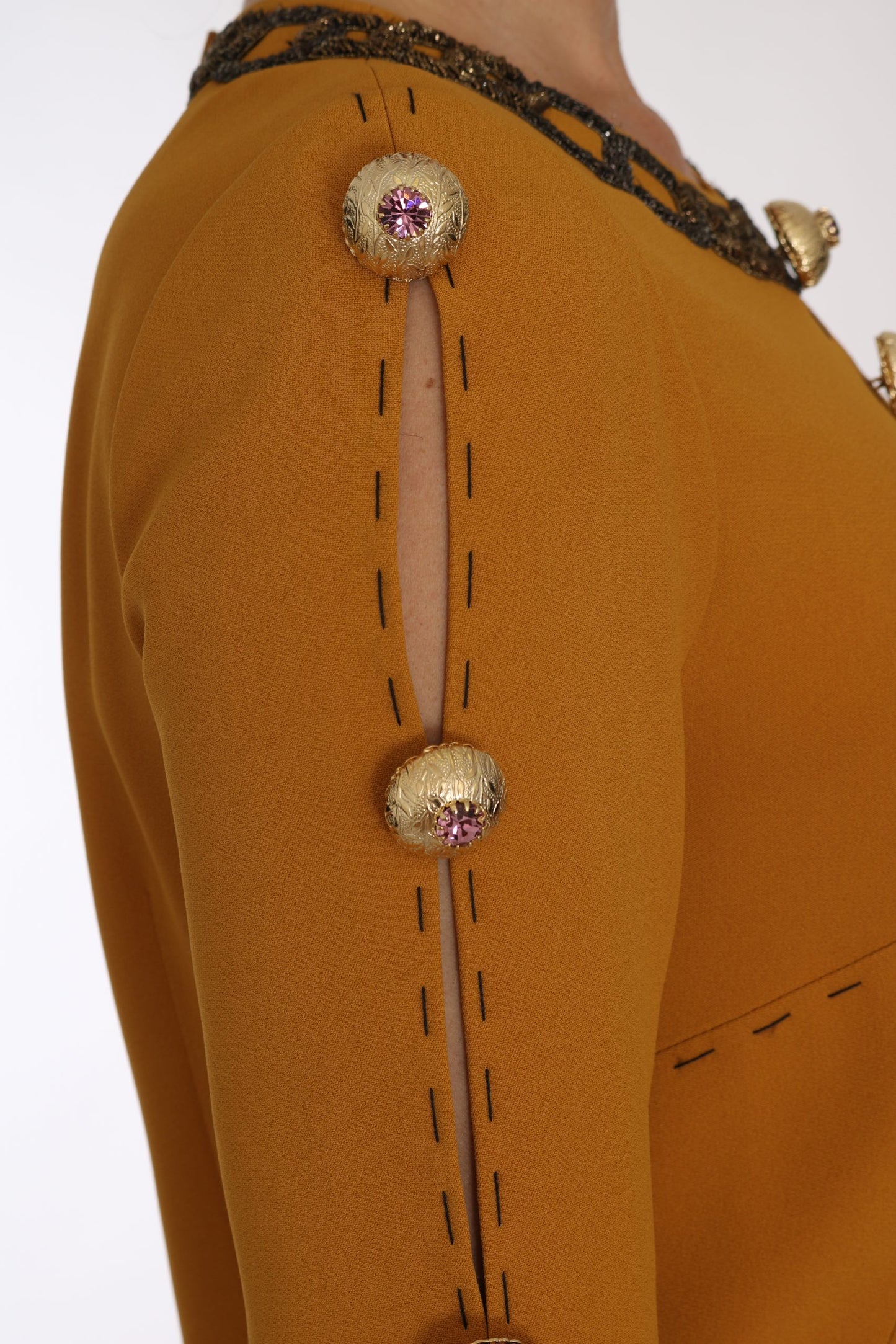 Dolce & Gabbana Brown Mini Crystal Embellished Dress Dolce & Gabbana
