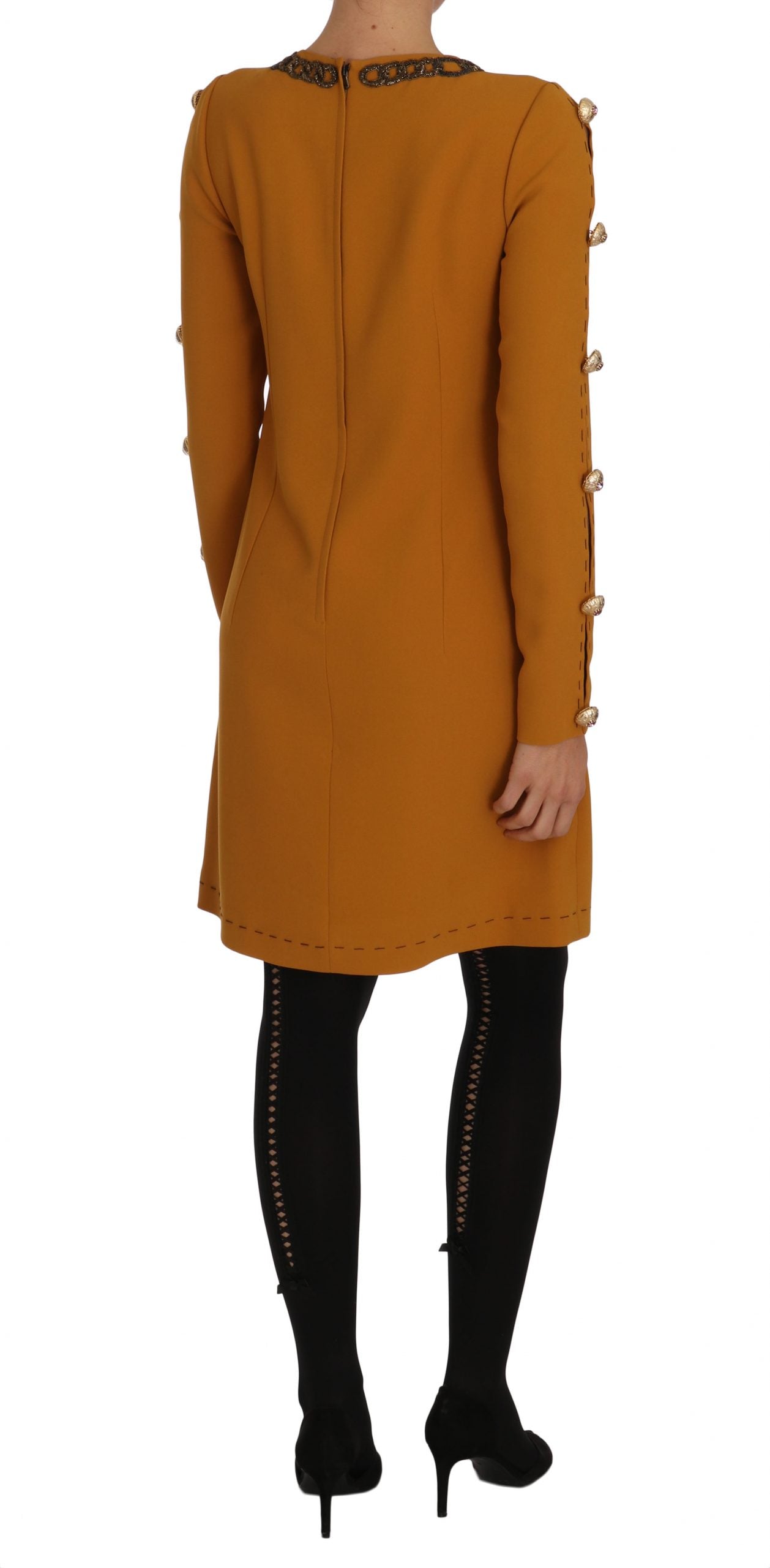 Dolce & Gabbana Brown Mini Crystal Embellished Dress Dolce & Gabbana