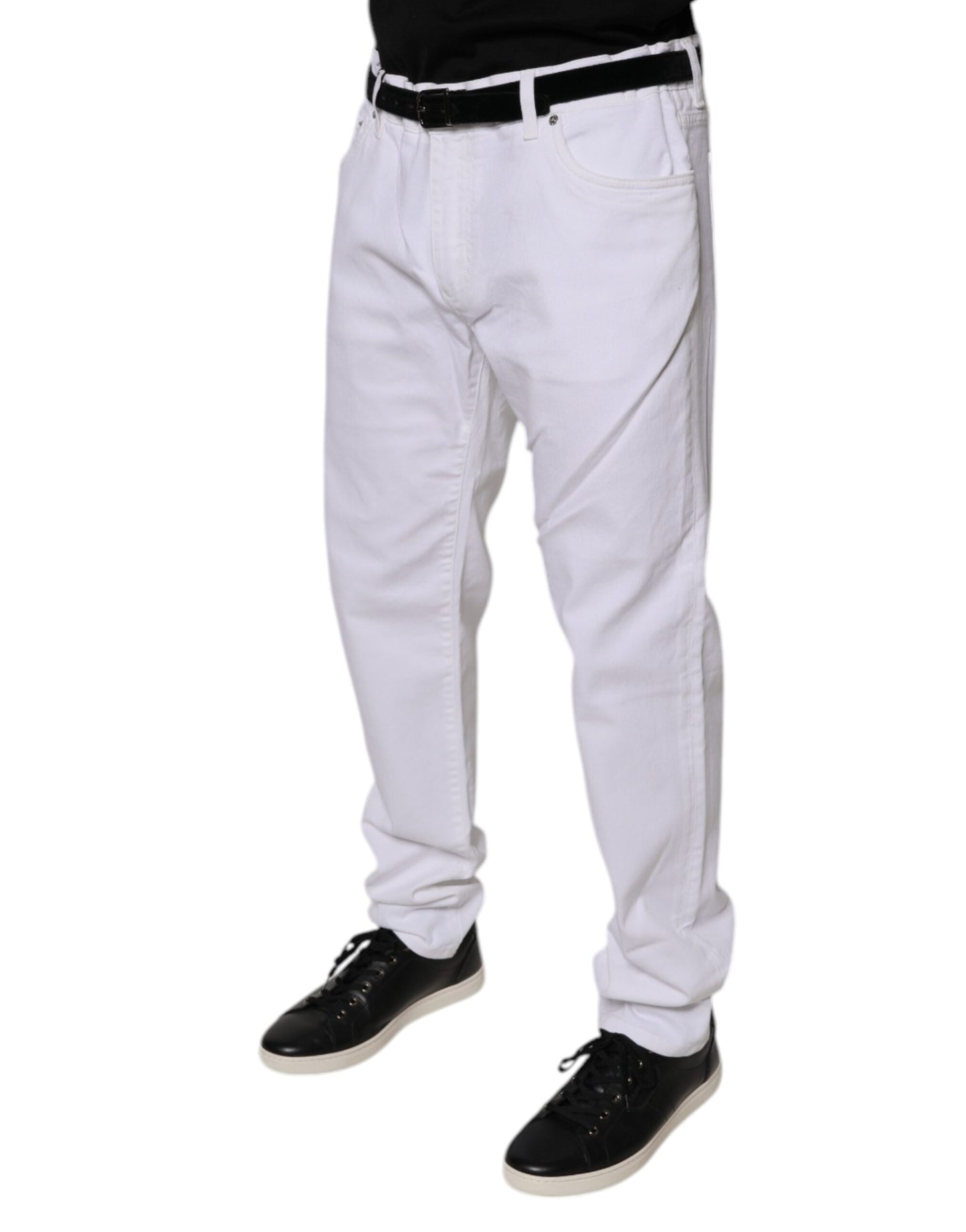Dolce & Gabbana White Cotton Stretch Skinny Men Denim Jeans Dolce & Gabbana
