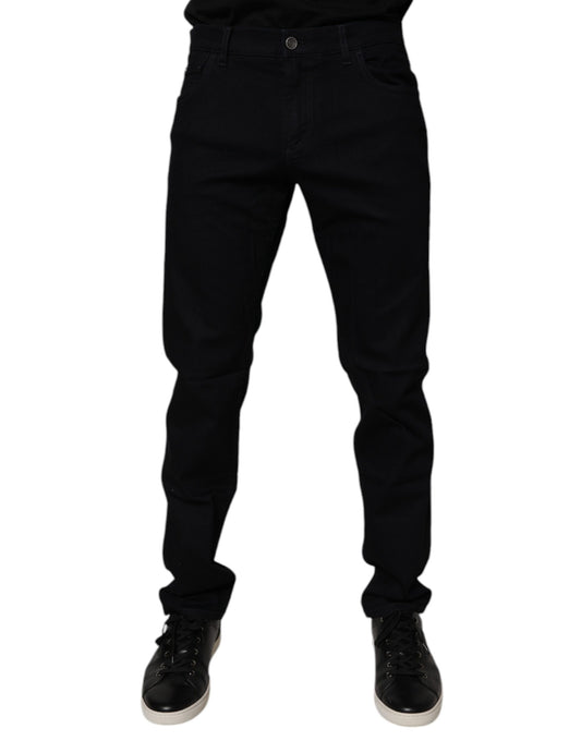 Dolce & Gabbana Black Cotton Stretch Slim Fit Men Denim Jeans Dolce & Gabbana