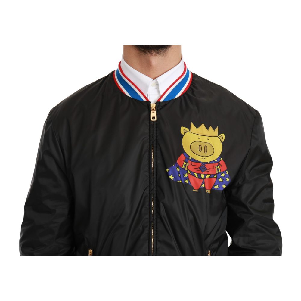 Dolce & Gabbana Black Polyester Bomber Dolce & Gabbana